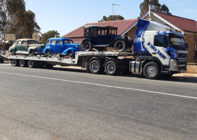 Towing three vintage cars in Adelaide