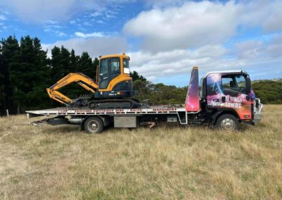 An excavator that was transported from Parawa to Victor Harbor